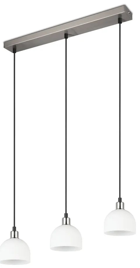 Lampa wisząca w biało-srebrnym kolorze ze szklanym kloszem Molly – Trio