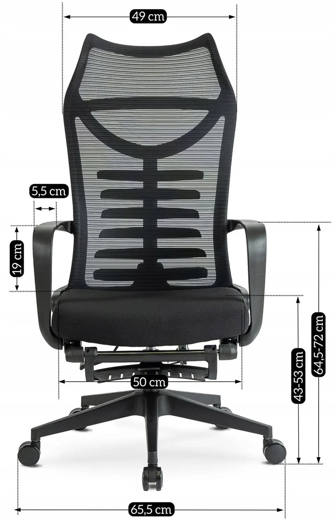 Fotel Biurowy Ergonomiczny Obrotowy z Podnóżkiem ACTON Czarny