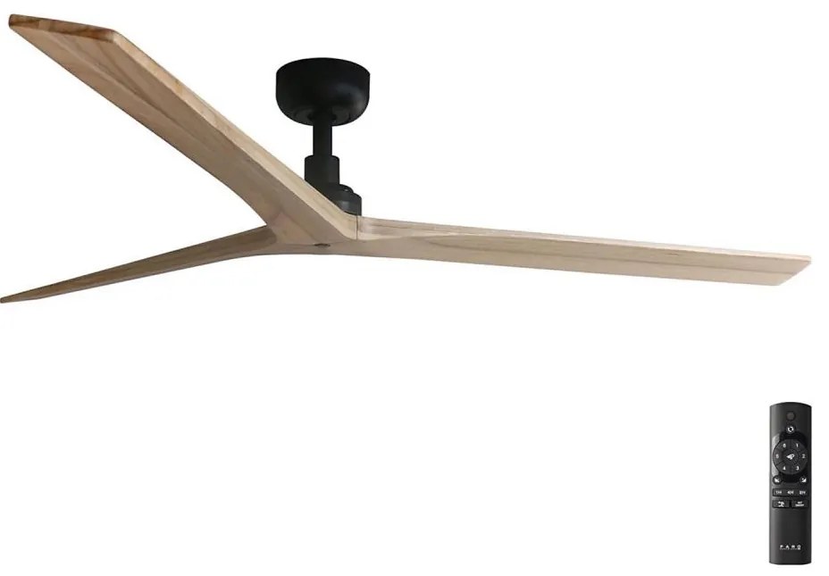 FARO 34282 -Wentylator sufitowy KLIM L sosna/czarny śr. 150 cm+dálkové sterowanie