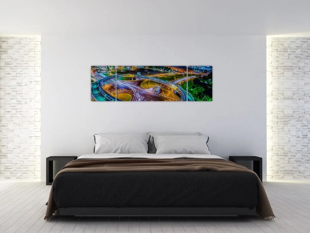 Obraz - nocna panorama miasta (170x50 cm)