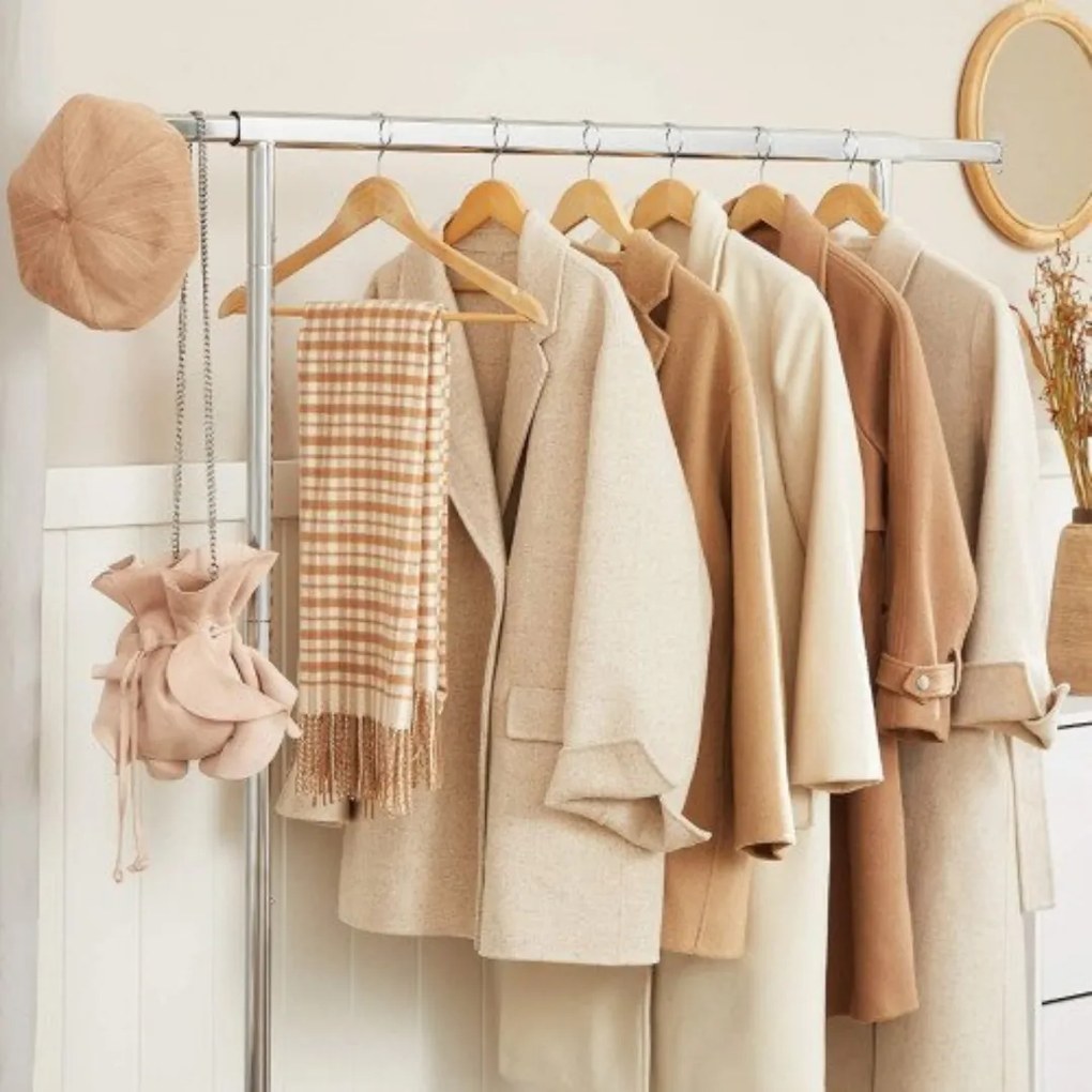 Stojak na ubrania INEZ na kółkach, maks. 90 kg, 83,5x45x160cm, srebrna Jurhan