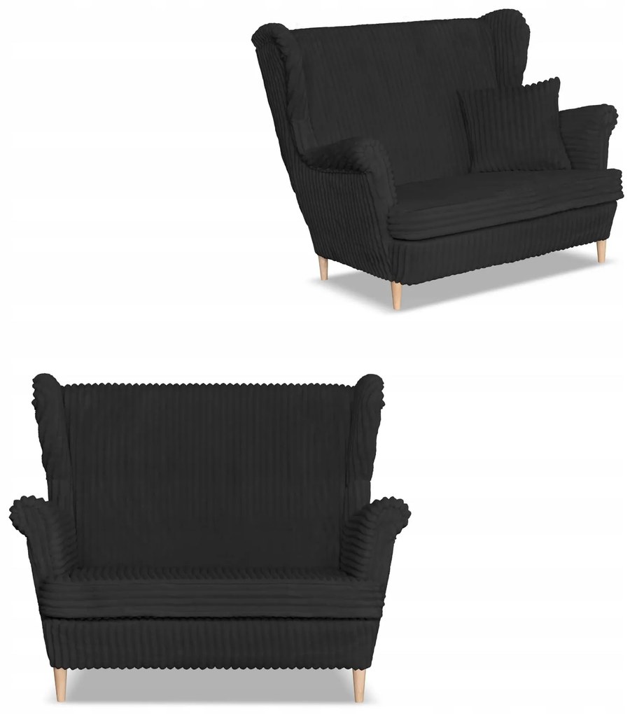 Sofa kanapa uszak Rene Estella skandynawska Family Meble czarna sztruks
