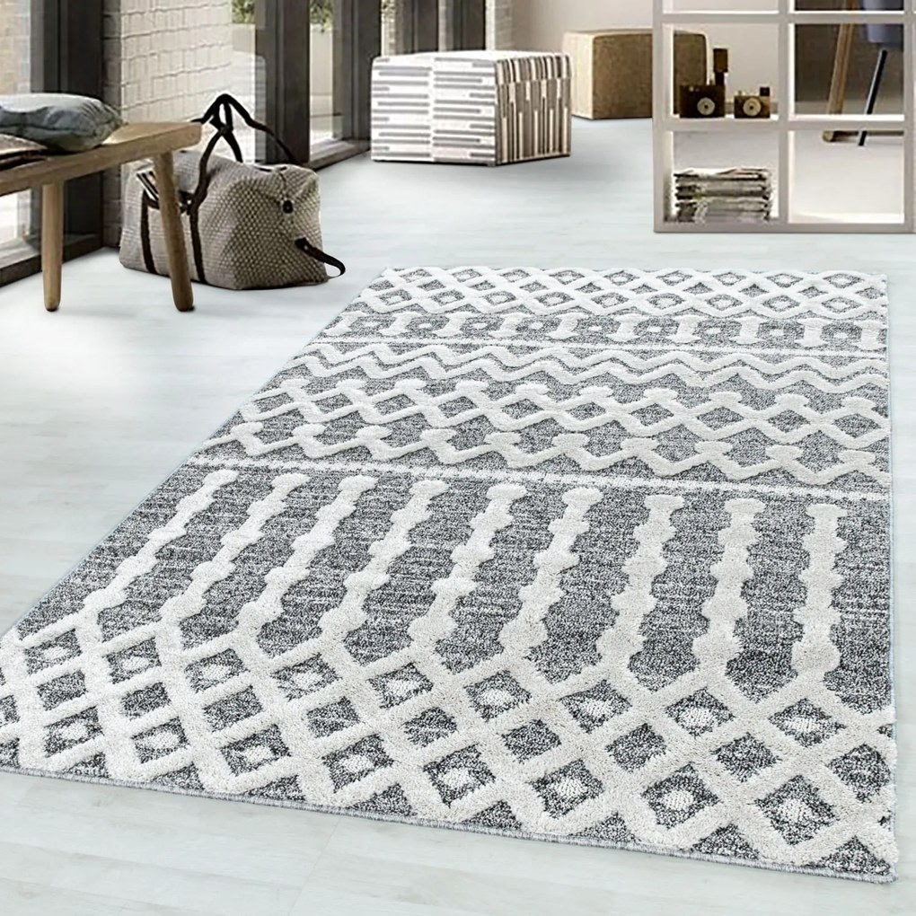 Dywan nowoczesny 3D La Casa szaro-kremowy 60 cm x 110 cm