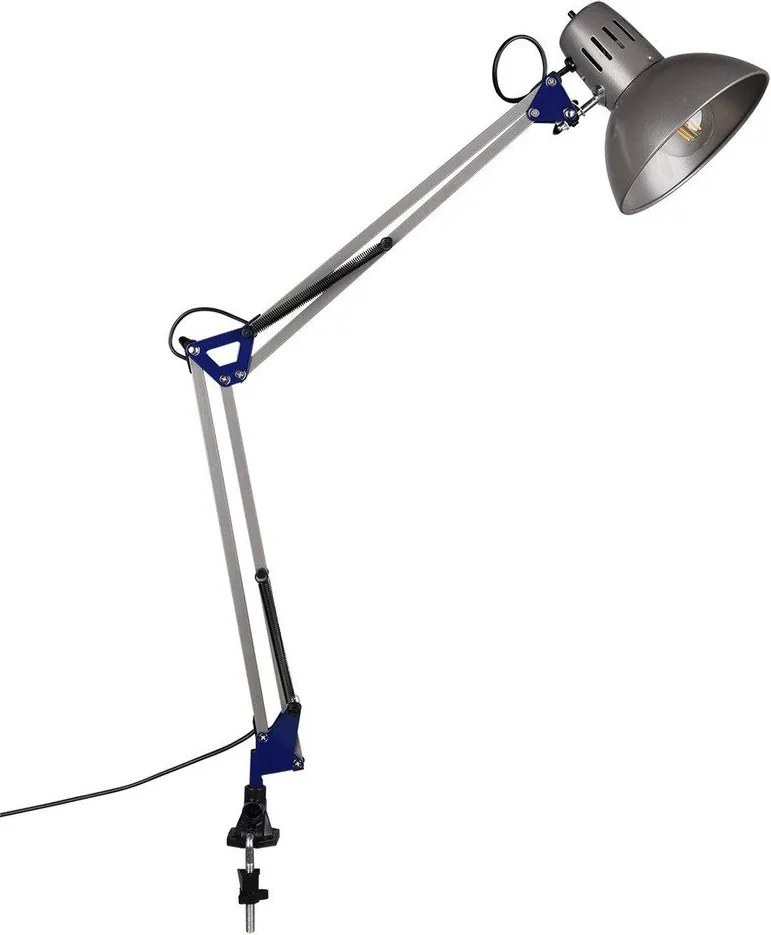 Lampa stołowa z elastyczną konstrukcją/z klipsem w kolorze srebra (wysokość 73,5 cm) Tajo – Trio