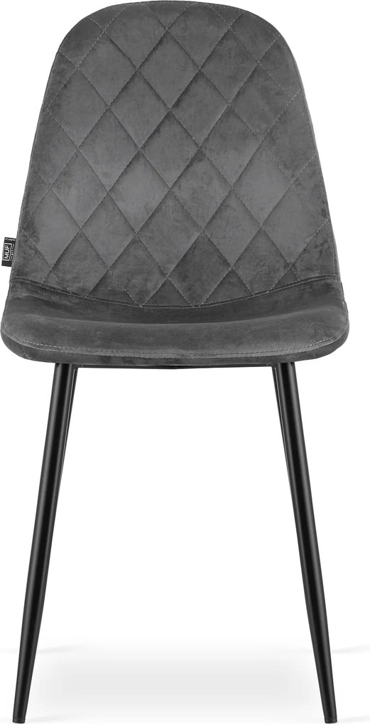 PROMOCJA Ciemnoszare aksamitowe krzesło ASTI z czarnymi nogami II. jakość