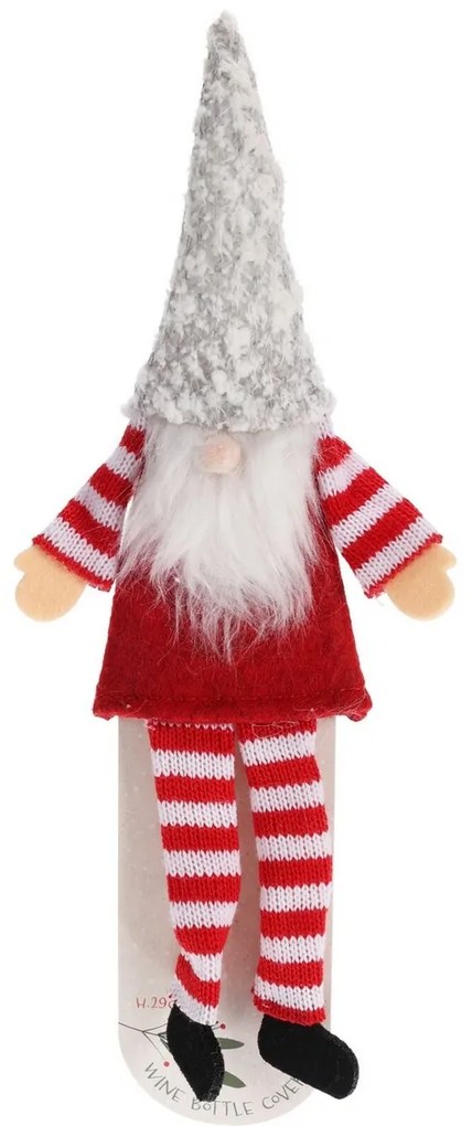 Dekoracja świąteczna na butelkę Skrzat, 29 cm, szary