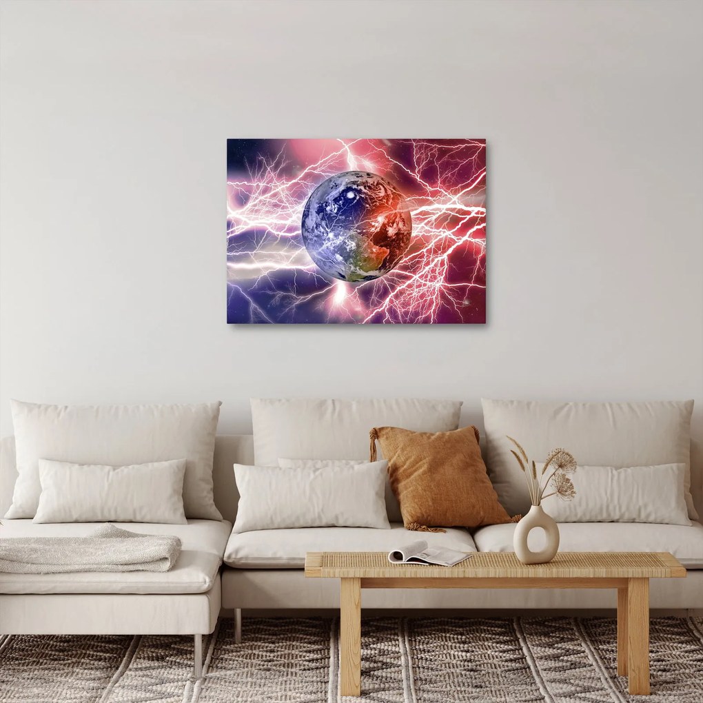 Obraz - Kula ziemska pod prądem (70x50 cm)