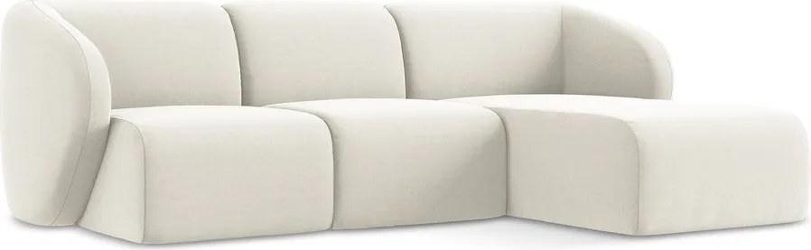 Beżowy aksamitny narożnik (prawostronny/z szezlongiem) Lani – Makamii