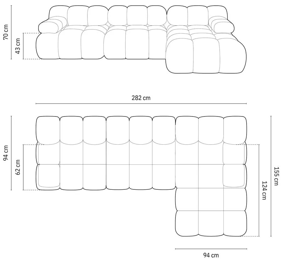 Beżowy narożnik modułowy z materiału bouclé (prawostronny) Bellis – Micadoni Home
