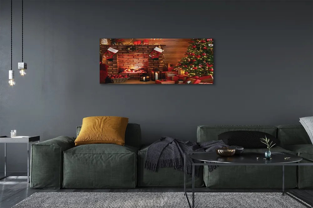 Obraz na płótnie Choinki, Prezenty, Dekoracje i Kominek