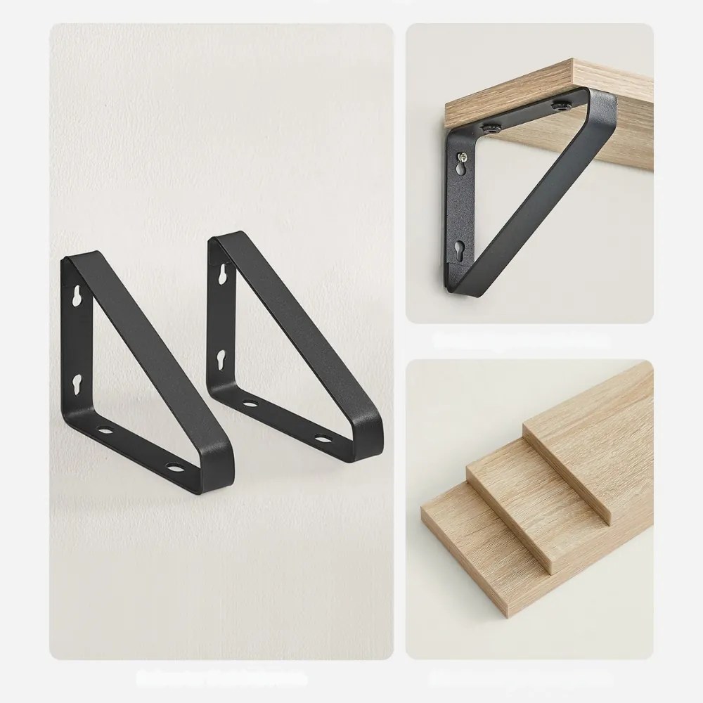 Vasagle Półki ścienne ABBY z konsolą, 3 szt., 30/35/40x12cm, czarna/jasnobrązowy