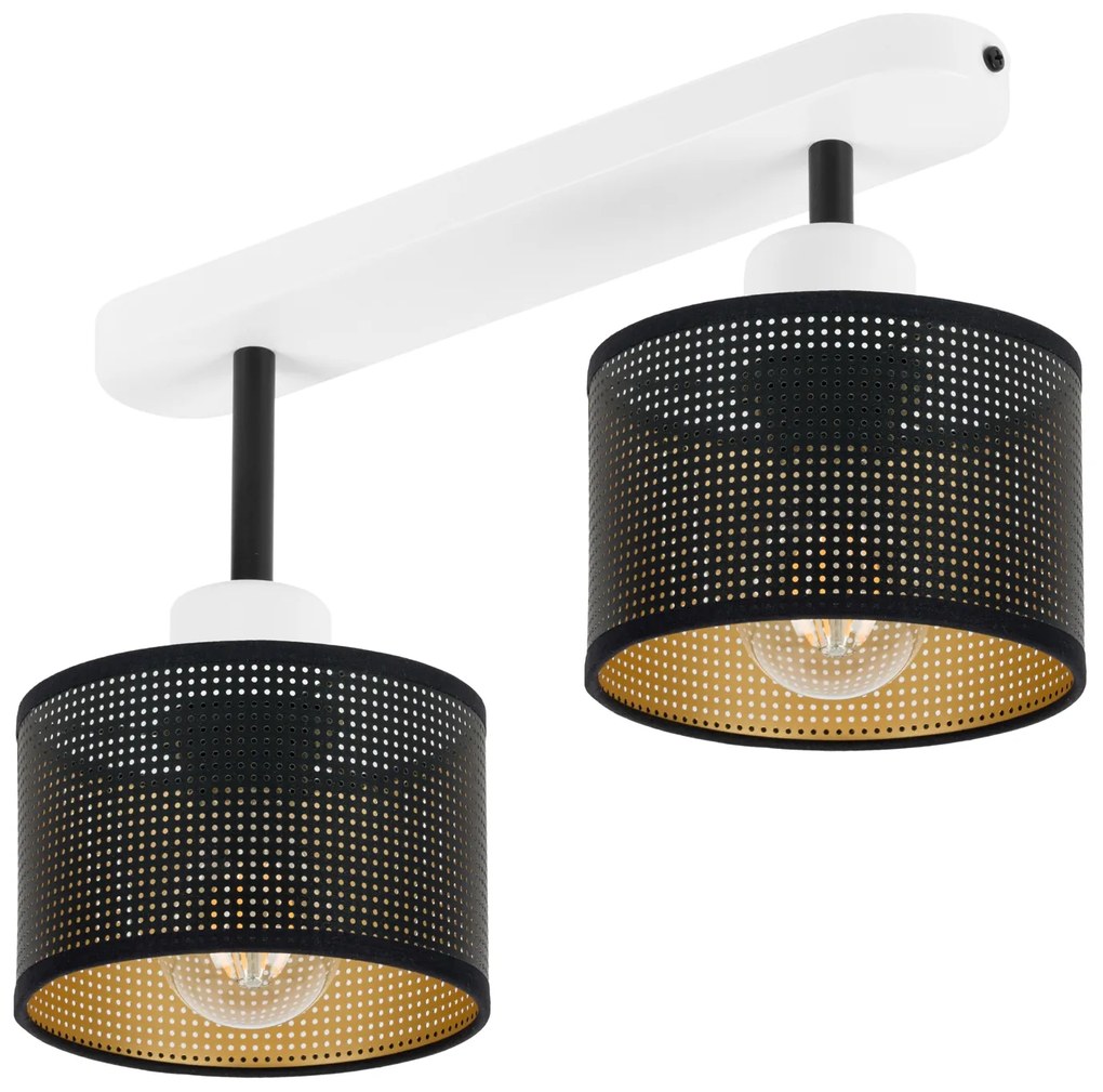 Lampa sufitowa biała dwupunktowa z czarnymi abażurami B-3306WE-SC E27