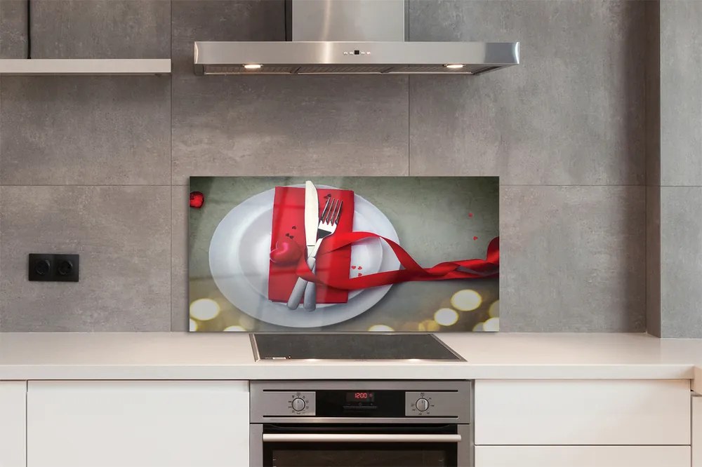 Panel szklany do Kuchni Kolacja przy Świecach w Kształcie Serca