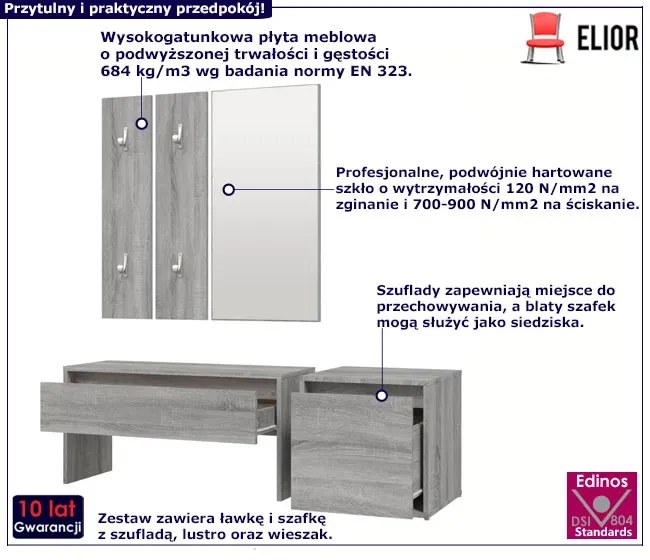 Zestaw do przedpokoju szary dąb sonoma M8-E75