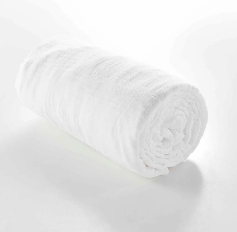 Białe prześcieradło muślinowe z gumką 140x190 cm Angelia – douceur d'intérieur