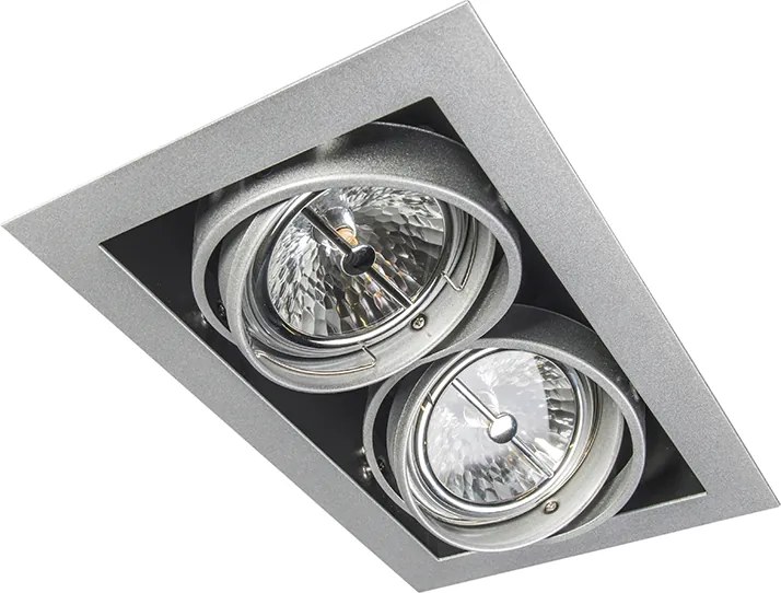 Wpuszczany reflektor stalowy AR111 regulowany 2-światłowy - Oneon