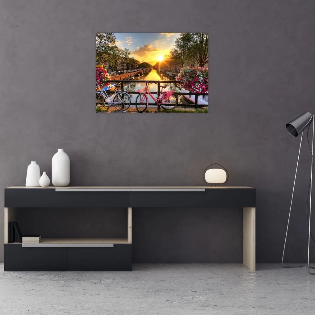 Obraz - Wschód słońca w Amsterdamie (70x50 cm)