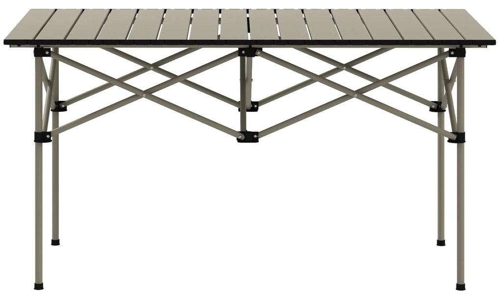 Outsunny Składany stół kempingowy z rolowanym blatem, stół ogrodowy z aluminium dla 2 osób, 95 x 55 cm, Khaki