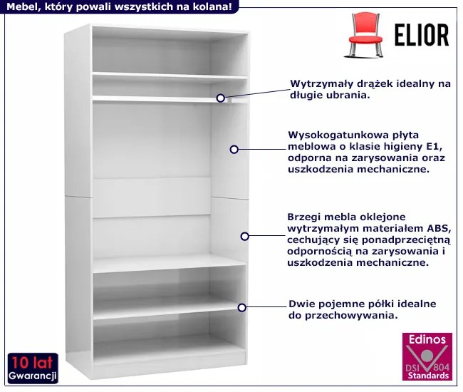 Biała szafa w połysku z drążkiem Sanmi