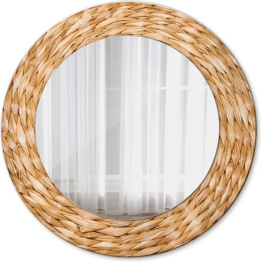 Lustro dekoracyjne okrągłe Tekstura trzciny