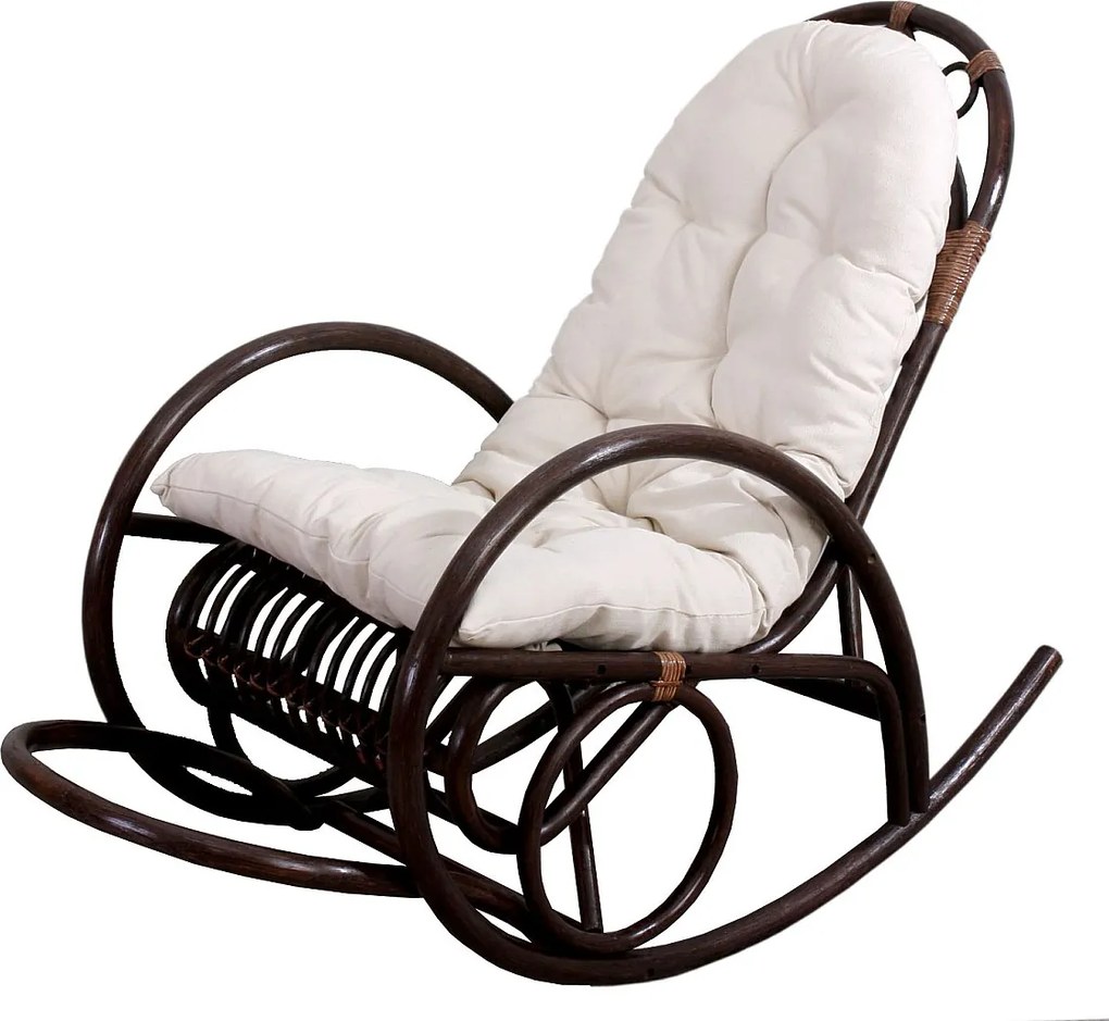 Fotel bujany MCW-C40 Rattan,  biała poduszka