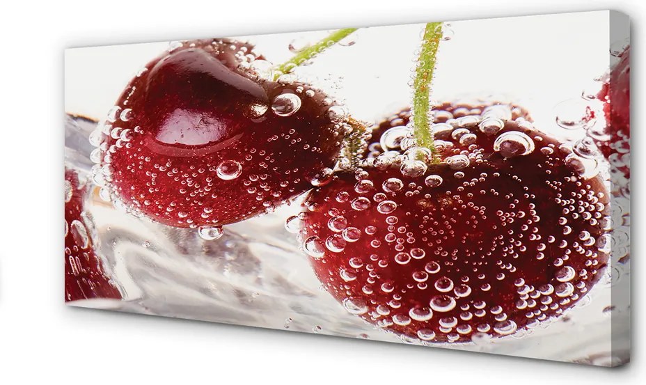Fotoobraz na płótnie Czereśnie w Kroplach Wody