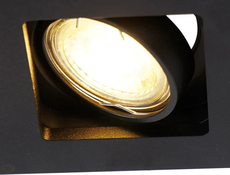 Zestaw 6 reflektorów wpuszczanych czarnych prostokątnych 2-punktowych - Qure