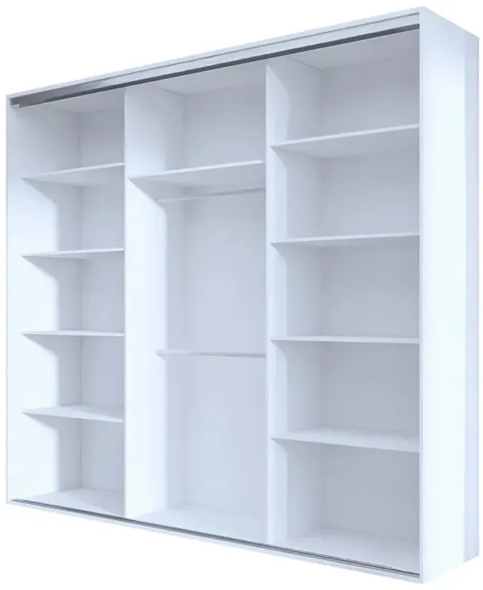 Biała przesuwna szafa z lustrem 275 cm - Estori 6X