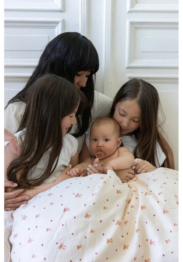 Jasnożółto-różowa pościel dziecięca do łóżeczka z bawełny organicznej 100x140 cm Bows – Cam Cam Copenhagen