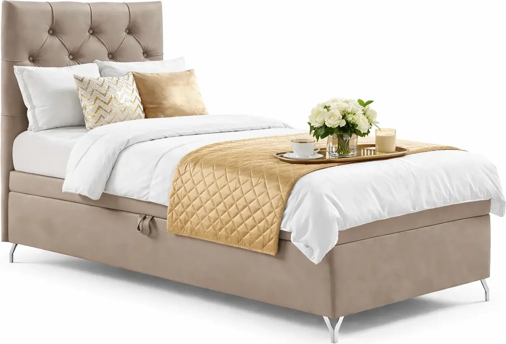 Szaro-różowe pojedyncze łóżko kontynentalne 3 rozmiary F6-W75