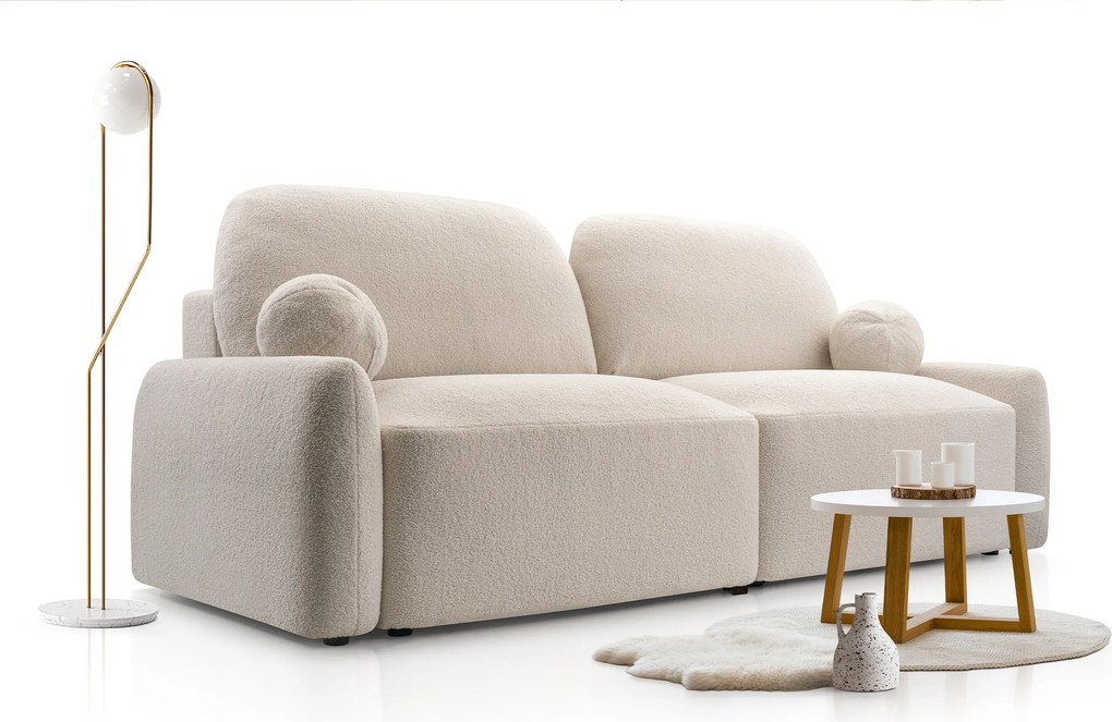 Sofa tapicerowana ALTAS nowoczesny modern organic minimalistyczna z funkcją spania z pojemnikiem