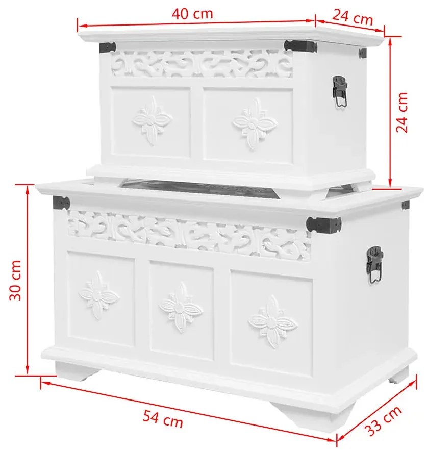 Zestaw dwóch białych skrzyń na pościel S1-C45