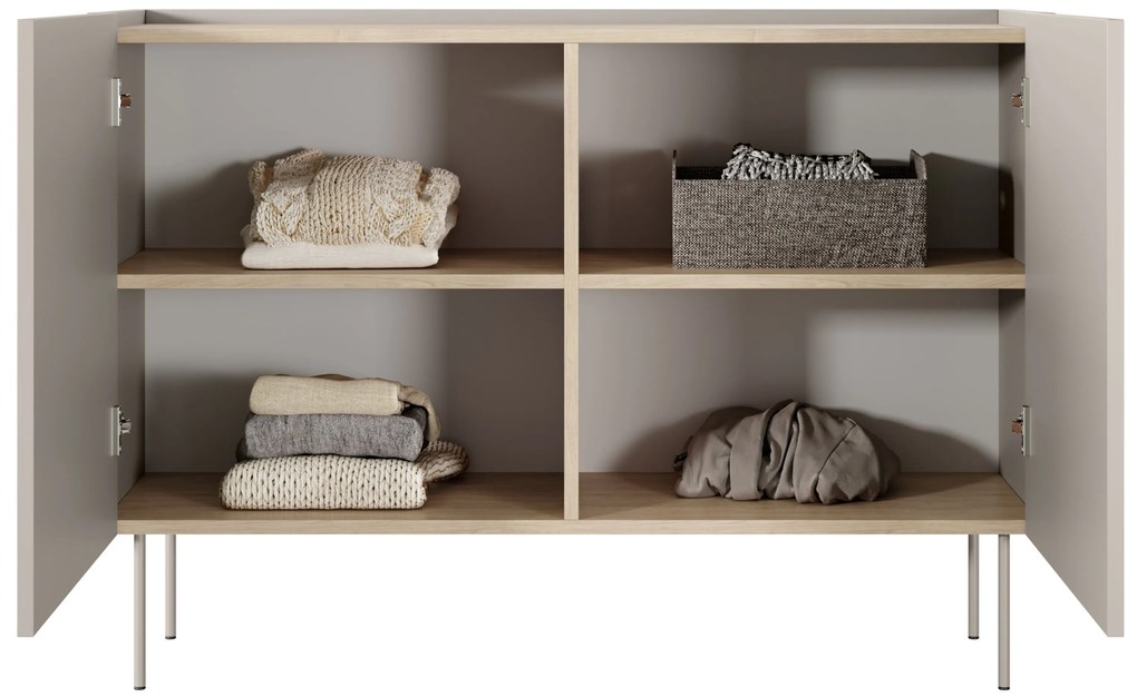 Komoda Desin 120 cm dwudrzwiowa - kaszmir / dąb nagano