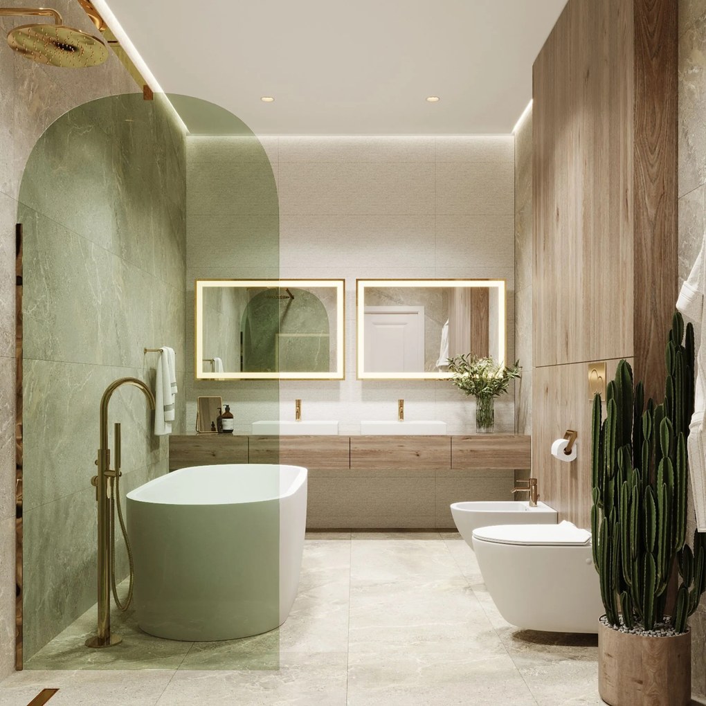 Ścianka prysznicowa WALK IN zielona 8mm półokrągła FIX MOLIS NATURE green oval MASSI I różne rozmiary : Kolor profili kabiny - złoty szczotkowany, Szerokość ścianki - 90 cm , Typ montażu - WALK in FIX (Do ściany)