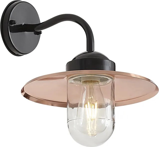 Nowoczesna lampa ścienna zewnętrzna czarna z miedzią IP44 - Kansas