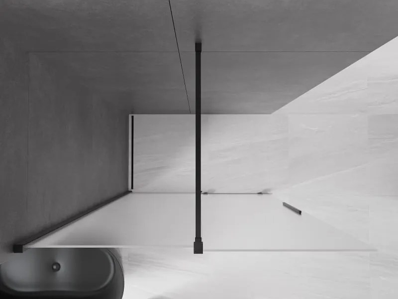 Mexen Velar ścianka prysznicowa rozsuwana Walk-in 140 x 200 cm, szron 8 mm, czarna - 871-140-000-33-70