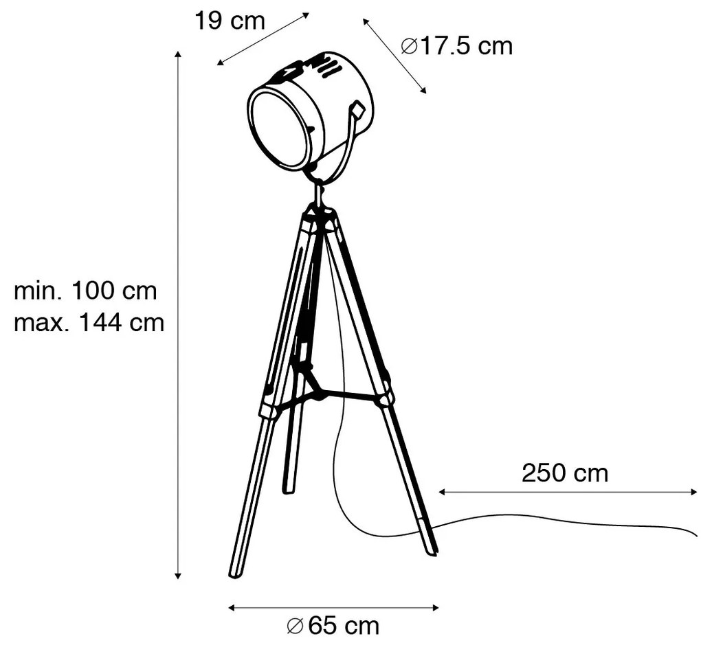 Inteligentna lampa podłogowa statyw drewniany ze spot studio w tym WiFi B35 - BrahaPrzemysłowy Oswietlenie wewnetrzne