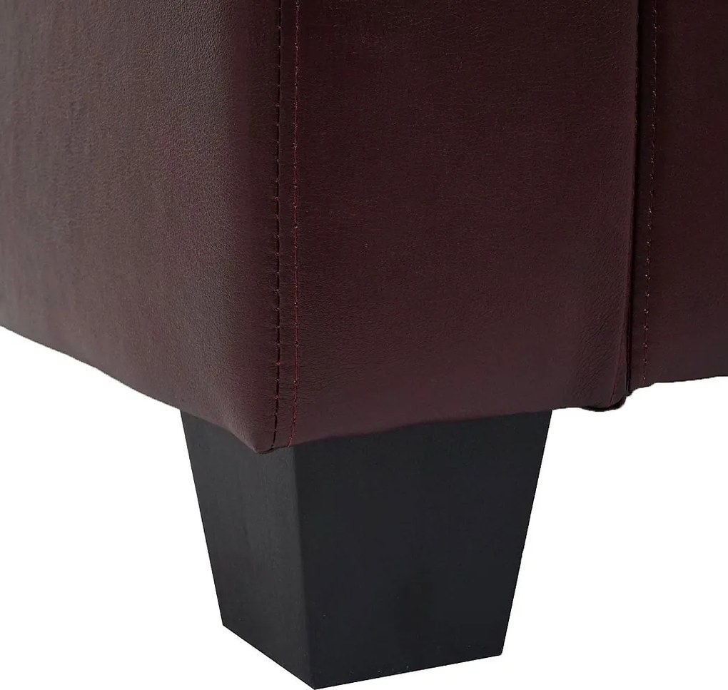 Sofa dwuosobowa Lille,  sztuczna skóra, czerwono-brązowa