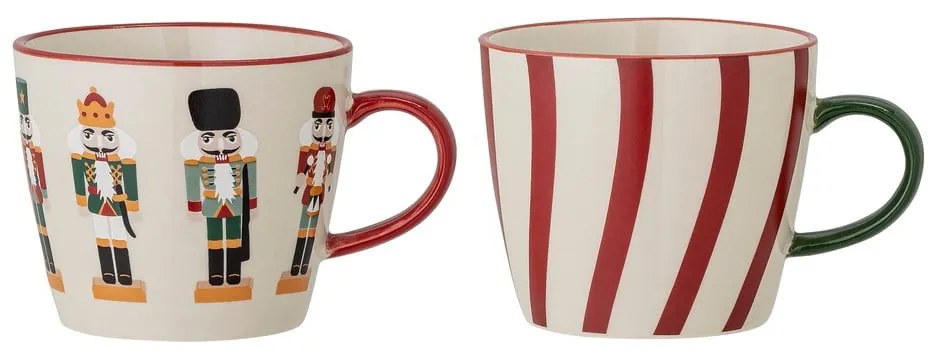 Kamionkowe kubki zestaw 2 szt. do cappuccino ze świątecznym motywem 300 ml Jolly – Bloomingville