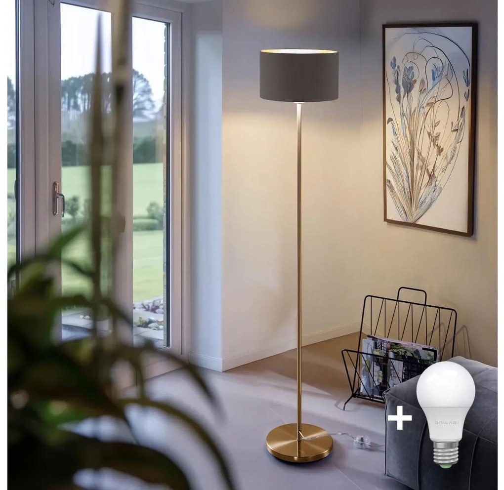 Lampa stojąca LED TUNJA 1xE27/20W/230V Ø 30 cm złota/taupe