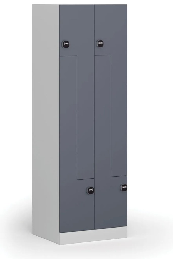 Metalowa szafka ubraniowa S1 Z, 4-drzwiowa, 1850 x 600 x 500 mm, zamek RFID, drzwi ciemnoszare