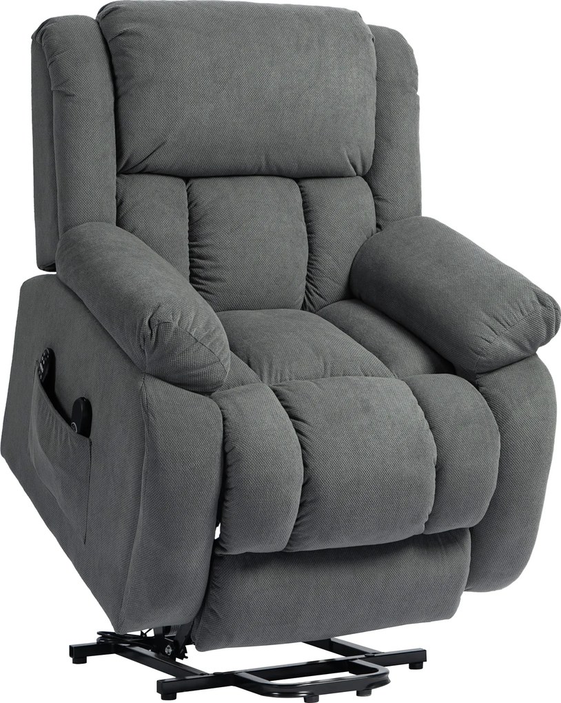 HOMCOM Elektryczny fotel z funkcją pomocy przy wstawaniu i relaksacyjny z masażem i ogrzewaniem, podnóżkiem, pilotem i boczną kieszenią