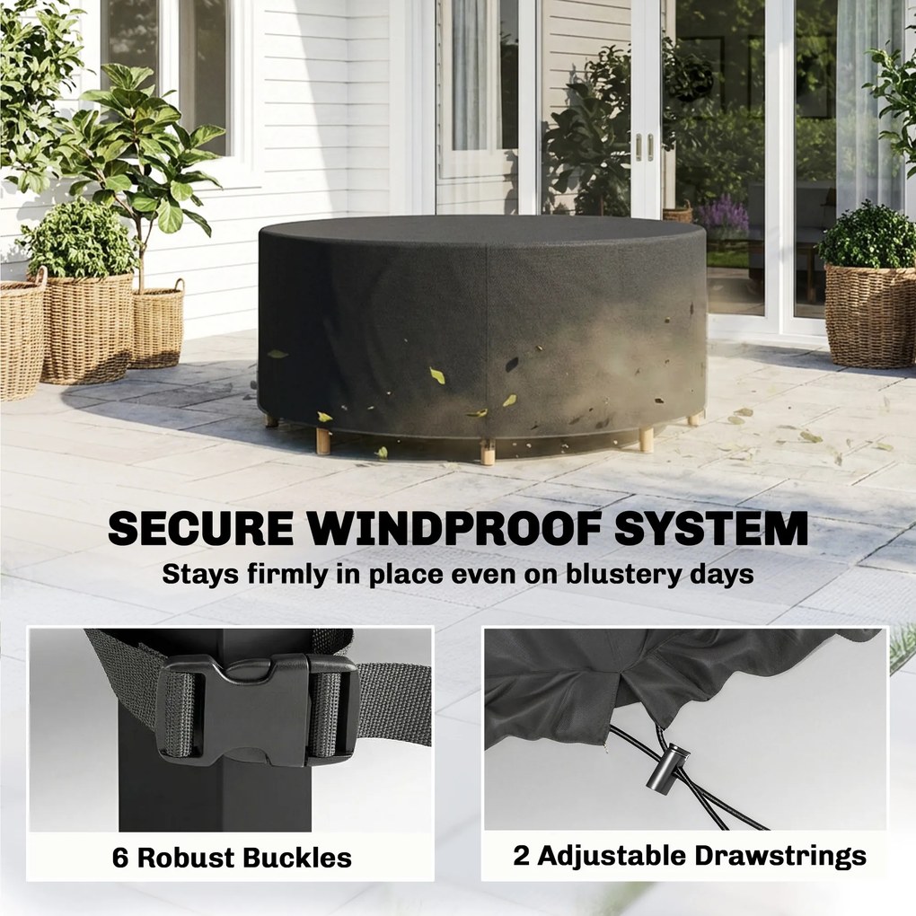 Outsunny Pokrowiec na Meble Ogrodowe Zimowy Wodoodporny Anti-UV 420D Oxford Ø214 x 70 cm Czarny | Aosom PL