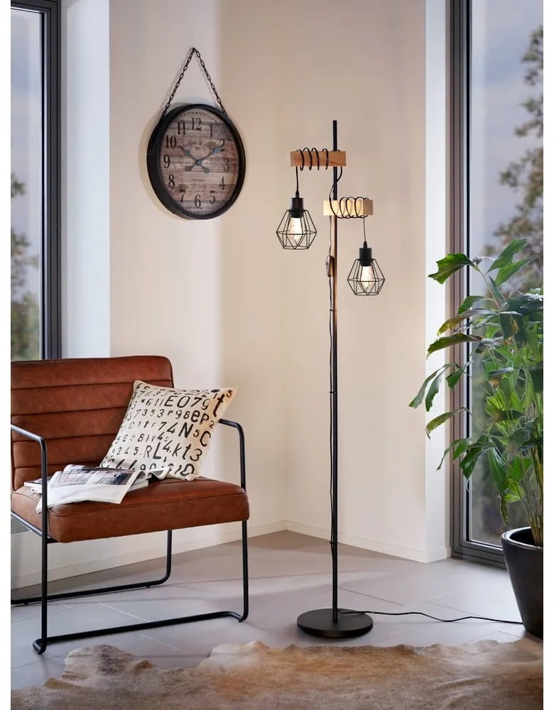 Lampa stojąca w czarno-naturalnym kolorze (wysokość 166,5 cm) TOWNSHEND 5 – EGLO