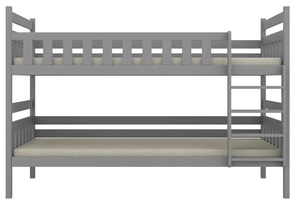 Łóżko piętrowe BARTEK 180x80 szare drewniane trzyosobowe KOCOT KIDS