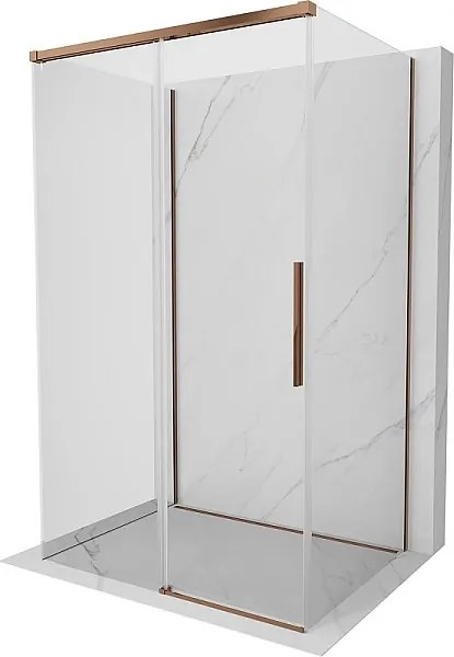 Mexen Rox-3S kabina prysznicowa 3-ścienna rozsuwana 145 x 90 cm, transparent, różowe złoto - 8C2-145-090-60-00-3S