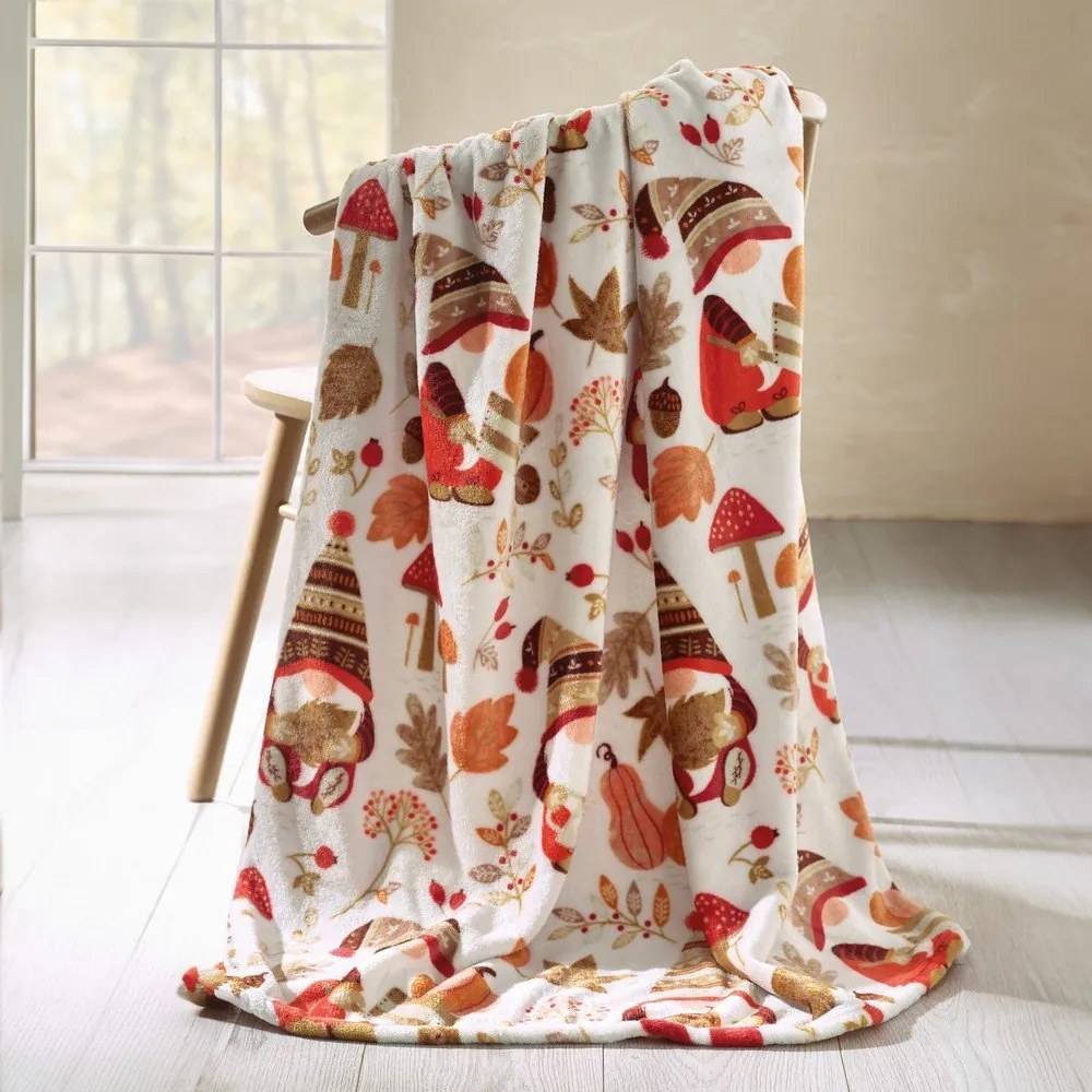 Pomarańczowo-brązowy koc z mikropluszu 130x170 cm Woodland Gonks – Catherine Lansfield