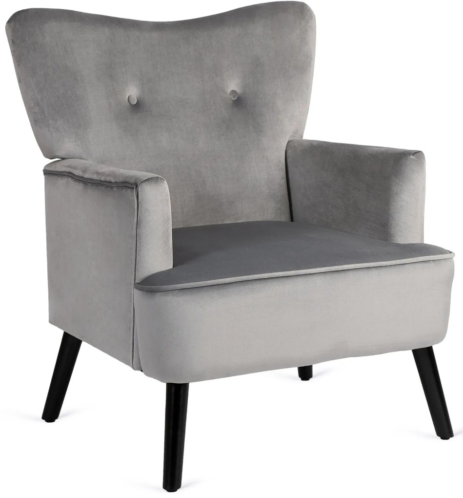 Fotel Uszak Wypoczynkowy BUNNY Szary Welurowy Nowoczesny Loft