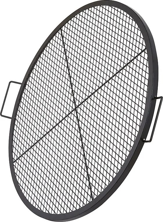 Okrągła Krata do Gotowania SucceBuy 91.44CM, Solidna Krata do Grillowania ze Stali z Rączką i Stojakiem z Drutu X, Czarna