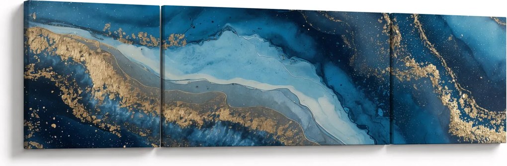 Obraz - Niebieska marmurowa abstrakcja (170x50 cm)